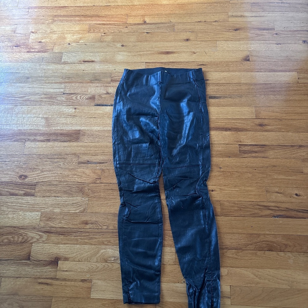 Black faux leather pants